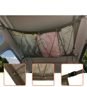 Portable Jeep Ceiling Storage Net Pocket Roof Interior