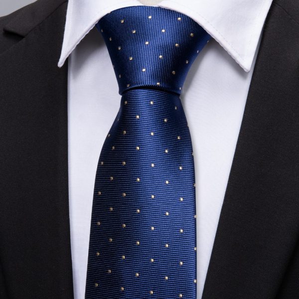 Fashion Navy Polka Dot 100% Silk Tie Barry.Wang Gift Woven Neck Tie For Men Party Business Wedding Free Shipping FA 5095|Men's Ties & Handkerchiefs|