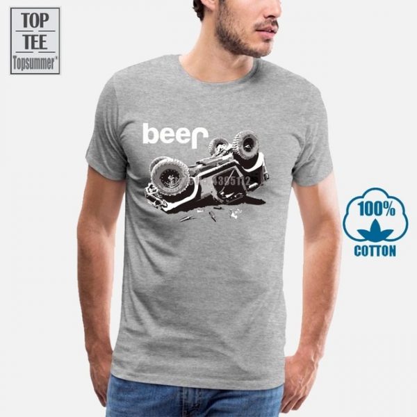 Men's Shirt: Knitted Casual Beer Jeeps Offroad