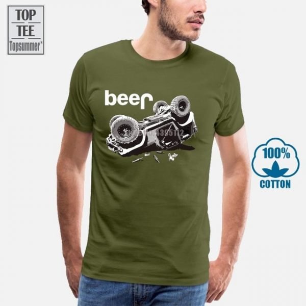 Men's Shirt: Knitted Casual Beer Jeeps Offroad