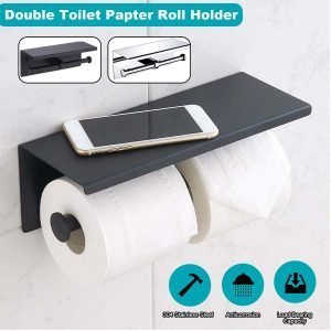 NEW Stainless Steel Toilet Paper Holder Bathroom Wall Mount Phone Holder