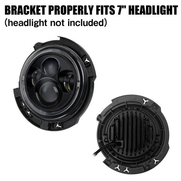1 Pair 7inch Black Left & Right Headlight Mount Bracket Ring Bucket Base for Jeep Wrangler JK & Unlimited 2007 2018 | Headlight Bracket