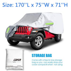 190t Full Car Cover For Jeep Wrangler 2 Door/4 Door Waterproof Anti Uv Sunshade Dust Protector Cover Silver Automobile Cover - Car Covers