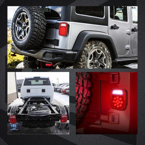 LED Tail Lights Rear Brake Reverse Turn Signal Lamp for Jeep Wrangler TJ CJ 1976 2006 IP67 Waterproof White & Red Light