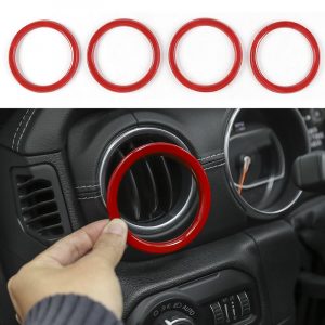 4Pcs Car Styling AC Outlet Ring Decoration Air Conditioning Vents Trim Stickers Cover For Jeep Wrangler JL 2018 20 Blue