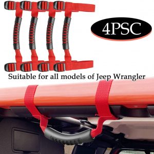 4pcs Armrest Top Grab Handles Grip Bar Pulling Tab Roll Bar Mount for Jeep Wrangler TJ CJ YJ JK JL 1955 2021 Handrail Acces