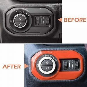 For Jeep Wrangler 2018 2021 JL JLU Car Steering Wheel Button Sticker Stainless Steel Headlight Switch Emblem Interior Decoration