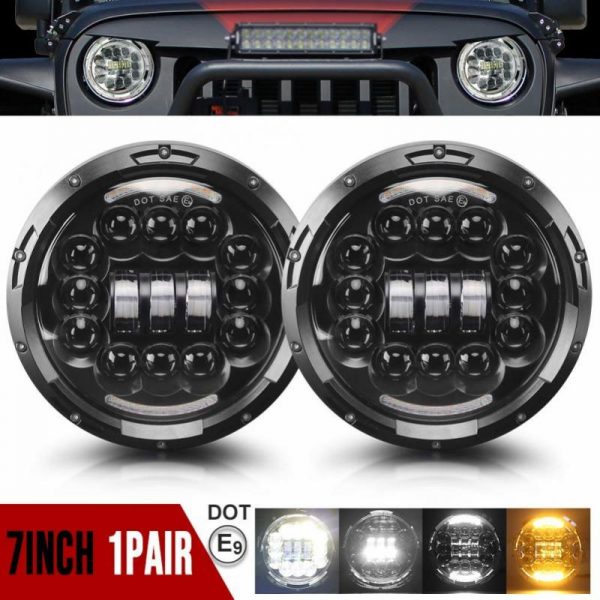 LED 7 inch headlight Wrangler headlights angel eyes with H4 with to H13 wiring IP67 40000LM 500W For Jeep Wrangler JK Off Road | Car Headlight Bulbs(LED)