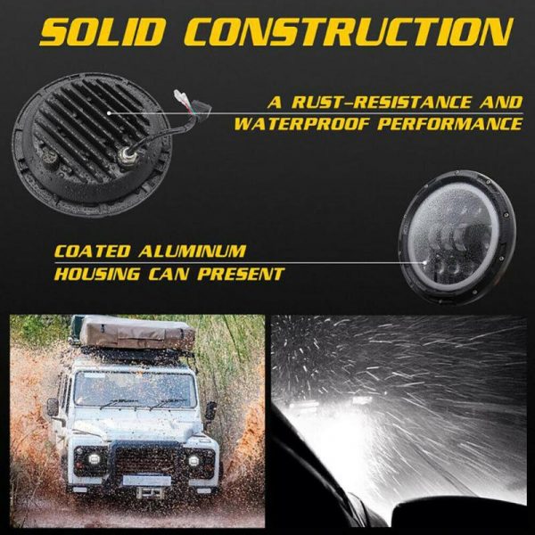 LED 7 inch headlight Wrangler headlights angel eyes with H4 with to H13 wiring IP67 40000LM 500W For Jeep Wrangler JK Off Road | Car Headlight Bulbs(LED)