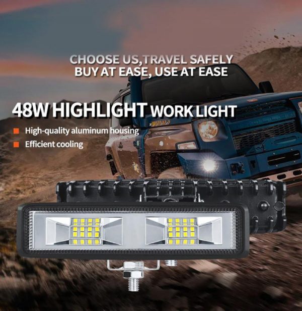 12V 24V LED Light Bar Off Road 4X4 Accessories 48W Working Light For Jeep Truck Car Boat Tractor Trailer SUV ATV Headlights