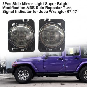 2Pcs Side Mirror Light Super Bright Modification ABS Side Indicator for Jeep Wrangler 07 17