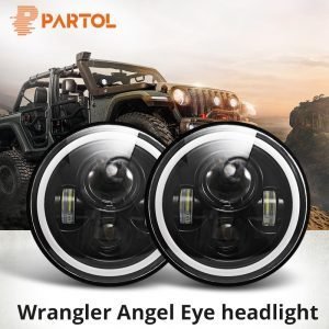 7 Inch Led Headlights 60w High Low Beam Led H4 Angel Eye Drl Amber Turn Signal For Jeep Wrangler Jk Tj Land Rover Harley - Daytime Running Lights