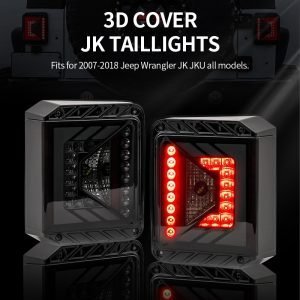 Rear LED 3D Cover Tail Lights W/Brake Reverse Turn Lamp For Jeep Wrangler JK 2007 2018