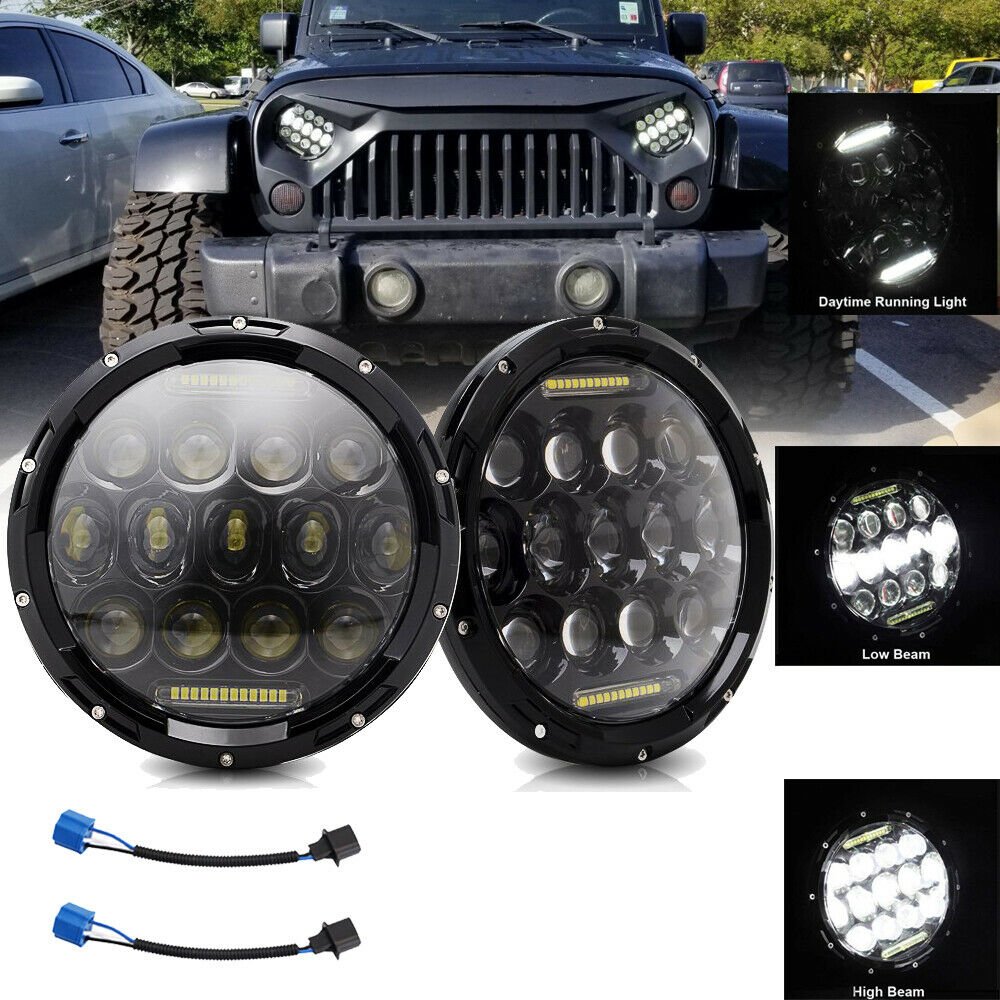 2Pcs H4 400W 7Inch LED Head Light Lamp with for Jeep Wrangler Off Road | Headlight Bulbs