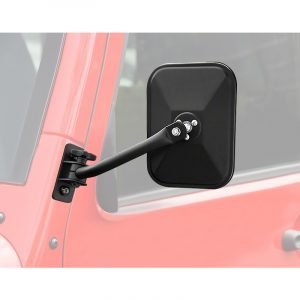 2Pcs Textured Black Rectangular Adventure Mirrors For 07 18 Jeep Wrangler JK JKU | Mirror & Covers