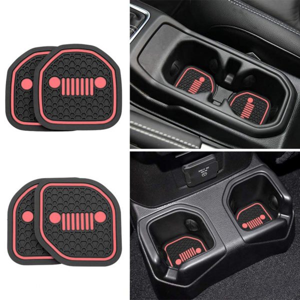 4PCS Interior Cup Holder Pad Set Round Auto Cup Holder Insert Drink Coaster for Jeep Wrangler JL JLU18 19  2020