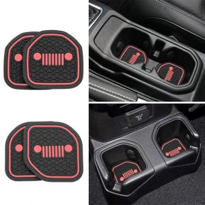 4PCS Interior Cup Holder Pad Set Round Auto Cup Holder Insert Drink Coaster for Jeep Wrangler JL JLU18 19  2020
