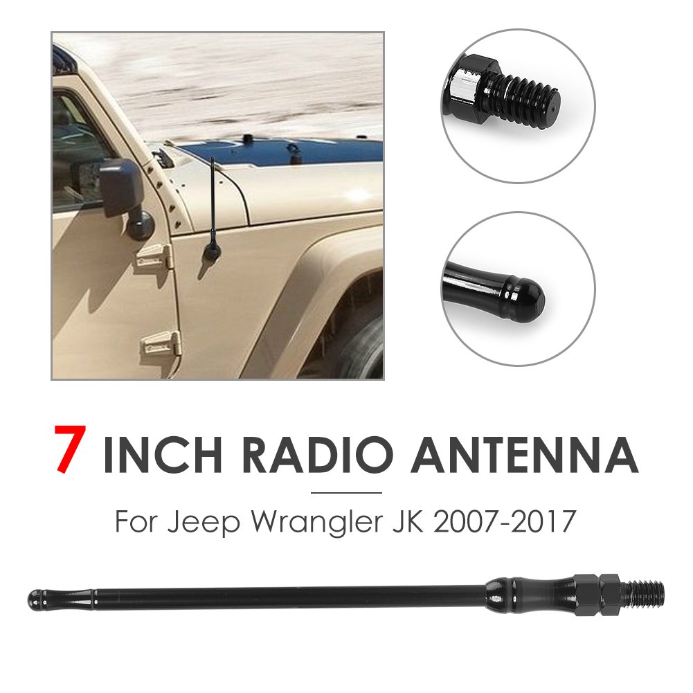7 inch Modified Flexible Metal Car Styling Antenna for Jeep Wrangler JK 2007 2017