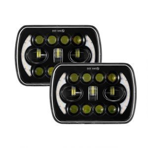7x6 5x7 Inch Car Led Headlight Halo Drl For Jeep Wrangler Yj 1986-1995 Off-road Vehicles Daytime Running Lights