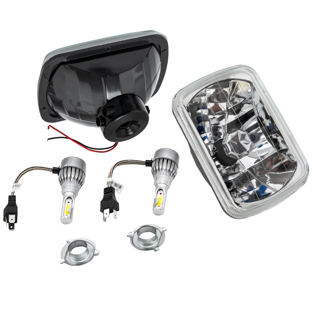 7x6 Inch Bank 1 & 2 LED Headlights Conversion Kit Assembly H4 for Jeep Wrangler