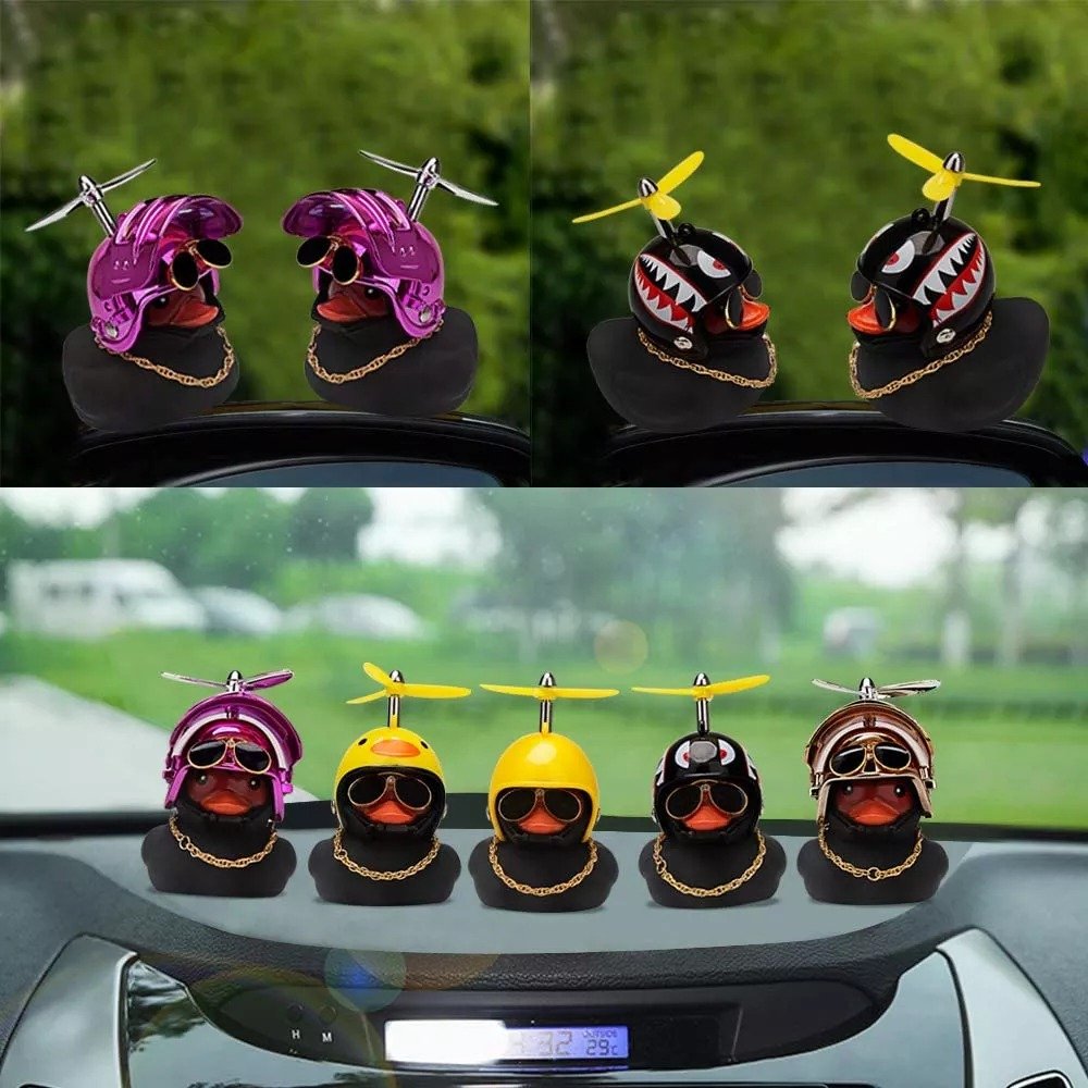 Rubber Duck With Helmet Broken Wind Pendant Small Yellow Duck Without Lights For Jeep Ducking (1 Pc)