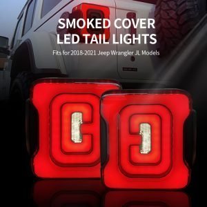 Jeep Wrangler JL Rear LED Tunnel Smoked Cover Tail Lights W/Brake Reverse Turn Lamp For 2018 2021