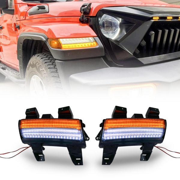LED Fender Lights For jeep wrangler jl accessories /Gladiator JT 2018-2022 Smoked W/ sequential Turn Signals