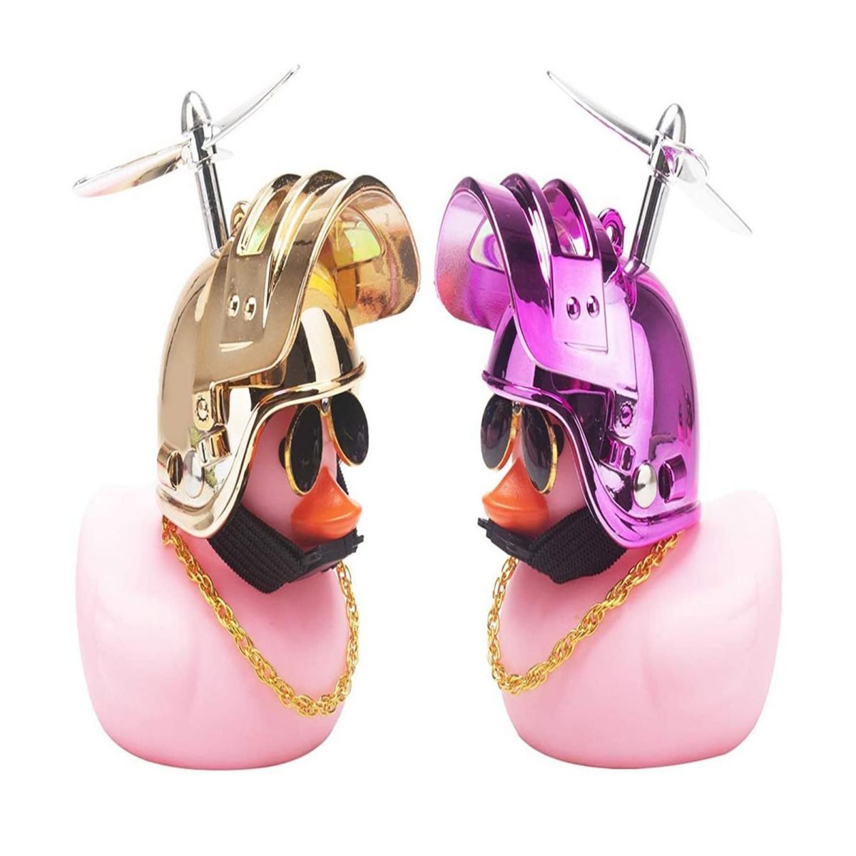 Helmet Pink Rubber Duck Car Ornaments Pink Duck Car Dashboard Decoration Fidget Toys (2 Pcs )