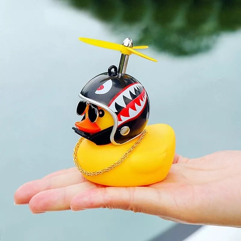 Cute Little Yellow Duck With Helmet Propeller Wind breaking Duck Internal Decoration For Jeep Wrangler (1 Pc)