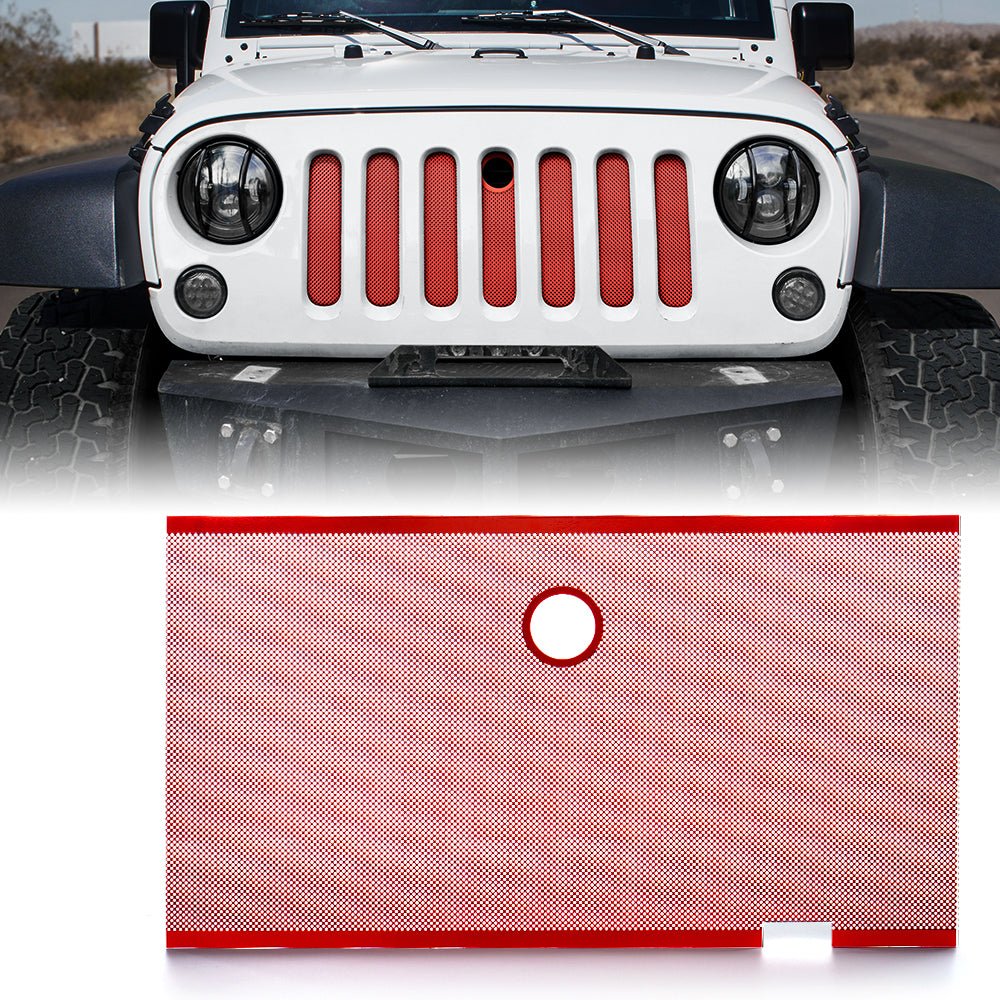 Xprite Red Stainless Steel Mesh Insert For Jeep Wrangler JK JKU 2007-2018  Original Grille Without Lock Hole Yittzy