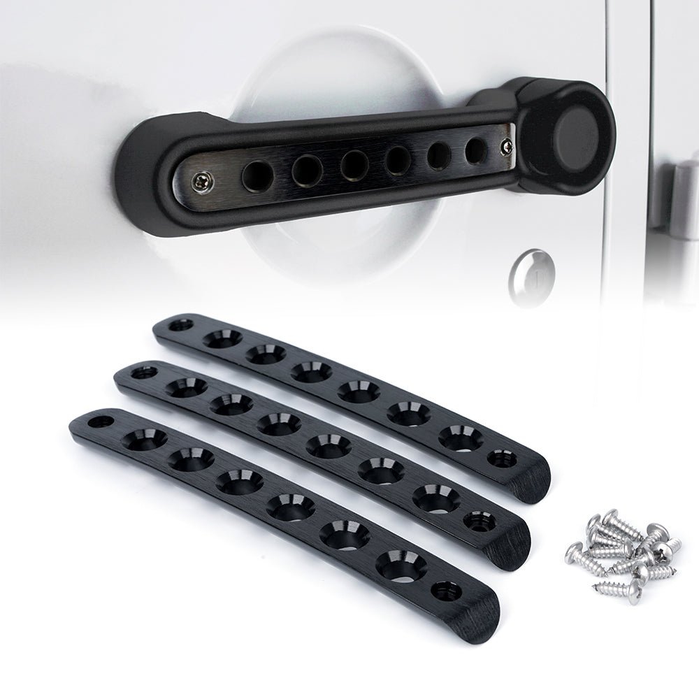 Xprite Brushed Aluminum Door Handle Trim Inserts for 07-18 Jeep Wrangler JK | Black | 5PC
