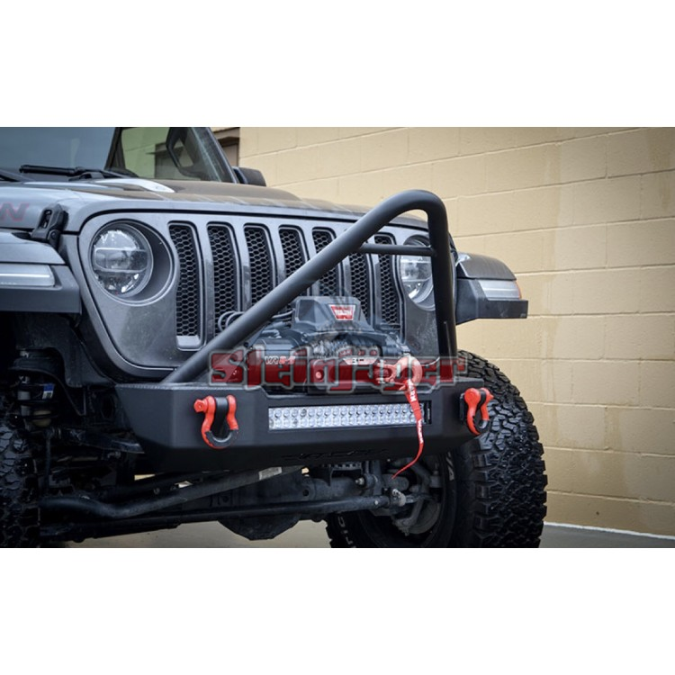 ACE, Pro Series Front Bumper and Winch Kit, fits JL or JT, Stinger with Light Bar, Texturized Black