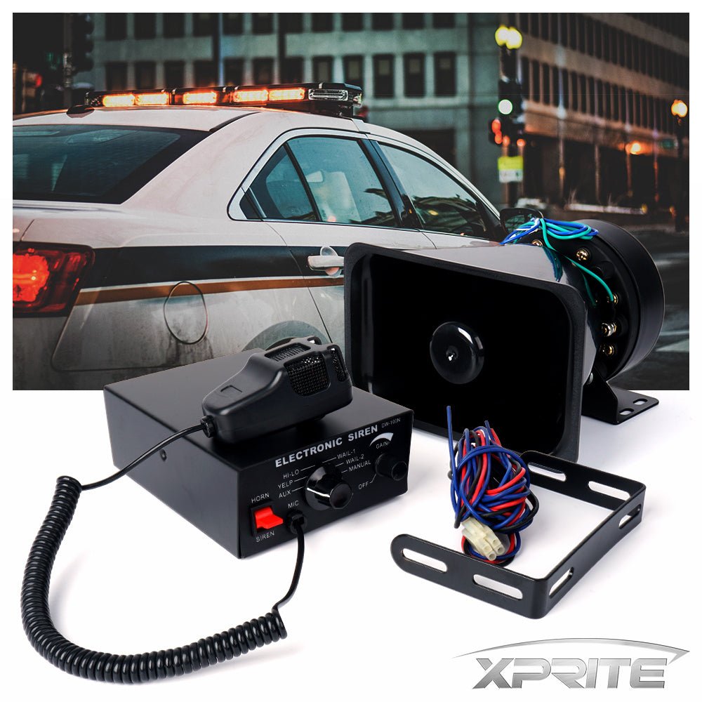 Xprite 100W 7 Tone PA System Emergency Vehicle Siren Speaker PA System with Handheld Microphone