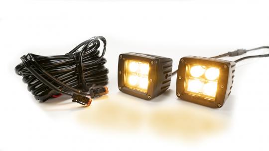 2-INCH SQUARE CUBE CREE LED LIGHTS - (PAIR | CHROME SERIES WHITE/AMBER) WITH HARNESS 79903