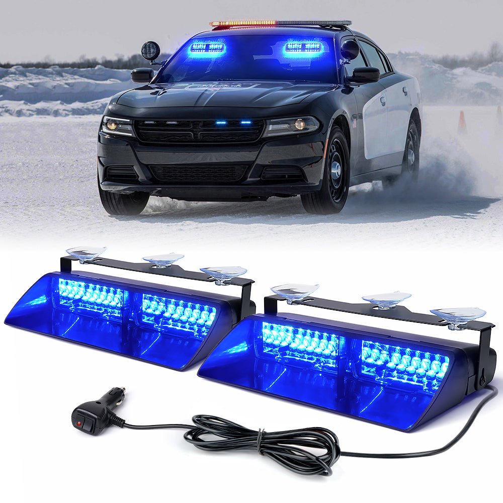 Xprite Unmarked Series Dual LED Windshield Strobe Lights | Blue