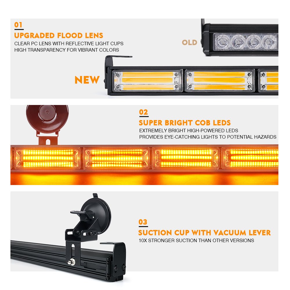 Controller COB LED 6 Series Traffic Advisor Strobe Light Bar 26" | White/Amber