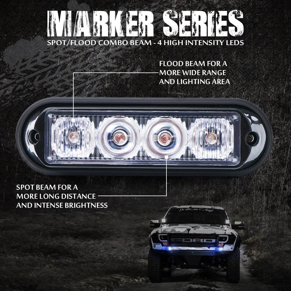 Xprite Marker Series 4W Surface Mount Grille Strobe Light Head White  Yittzy