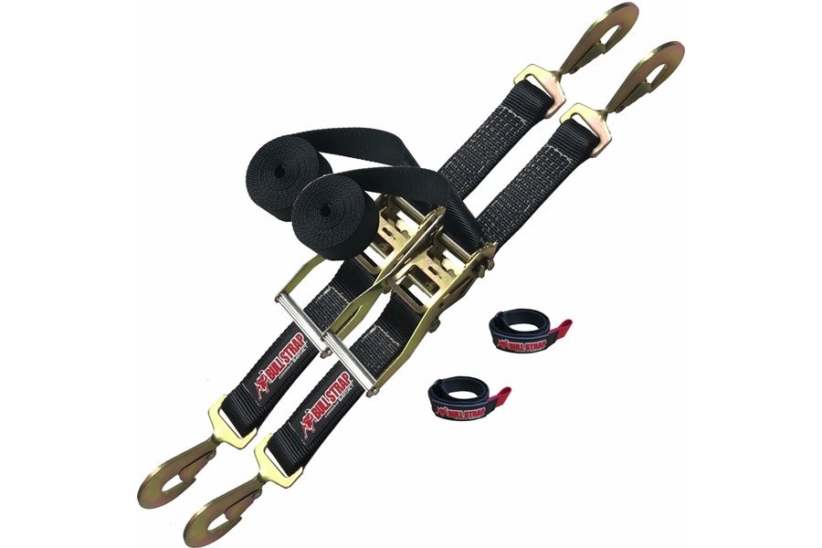Bartact 2in x 12ft Bull Strap Heavy Duty Ratchet Straps w/Twist Snap Hooks - Pair of 2