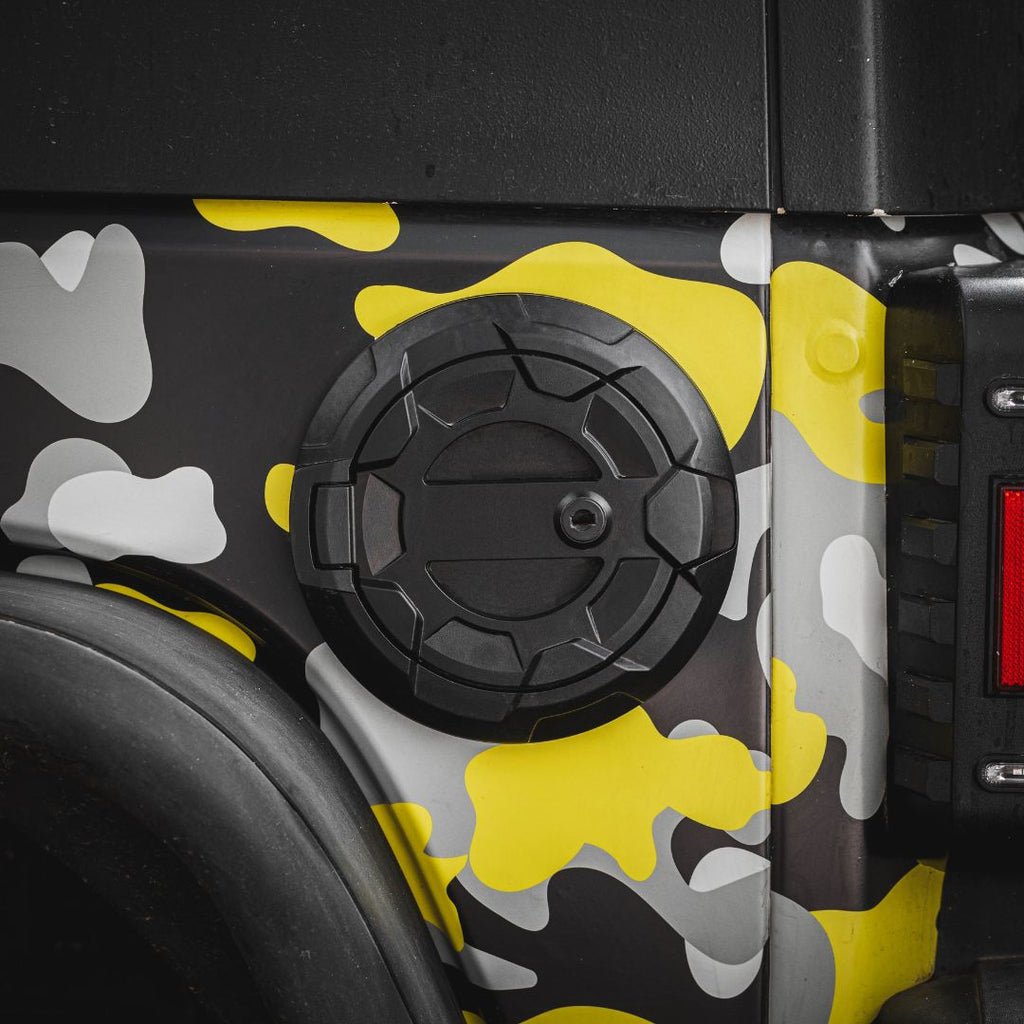 Jeep Wrangler JK Gas Cap Cover | Bedrock Series with lock | Simulated Key Latch