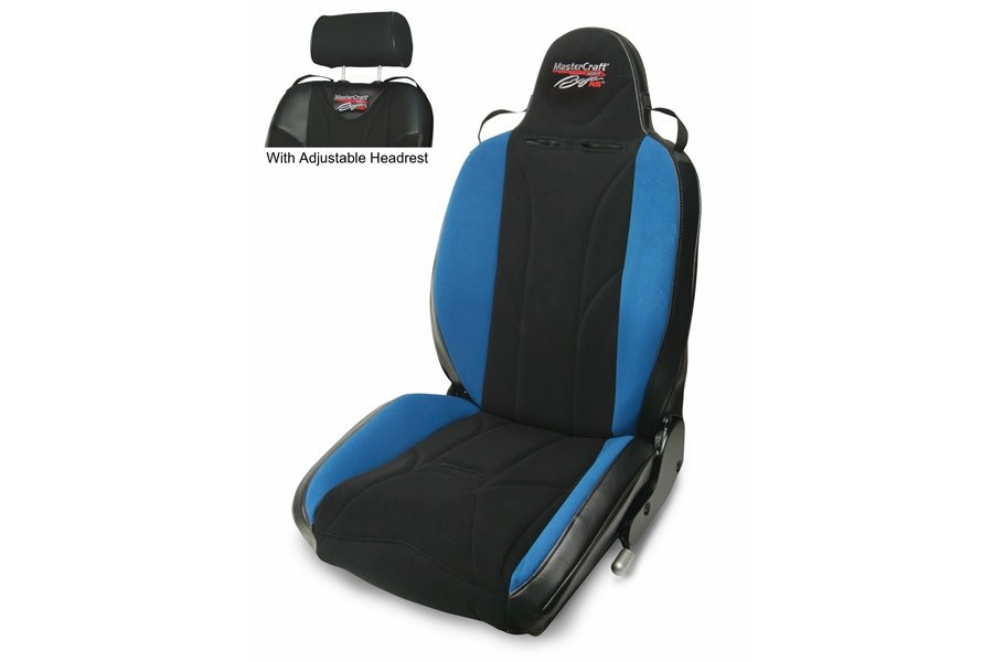 MasterCraft Baja RS Adj. Headrest Reclining Seat w/BRS Stitching - Black/Black/Blue