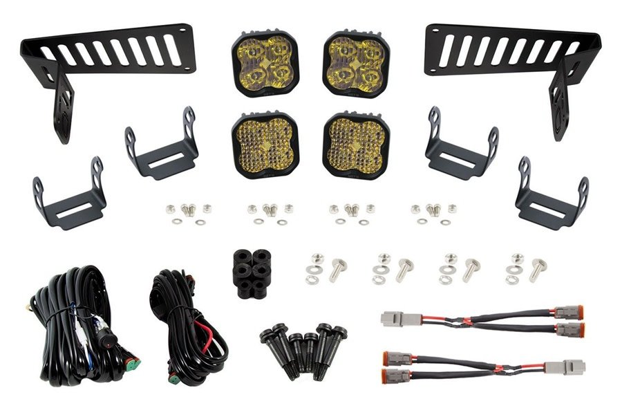 Diode Dynamics SS3 Sport Cowl LED Bracket Kit w/ LED Lights - Yellow  - JT/JL