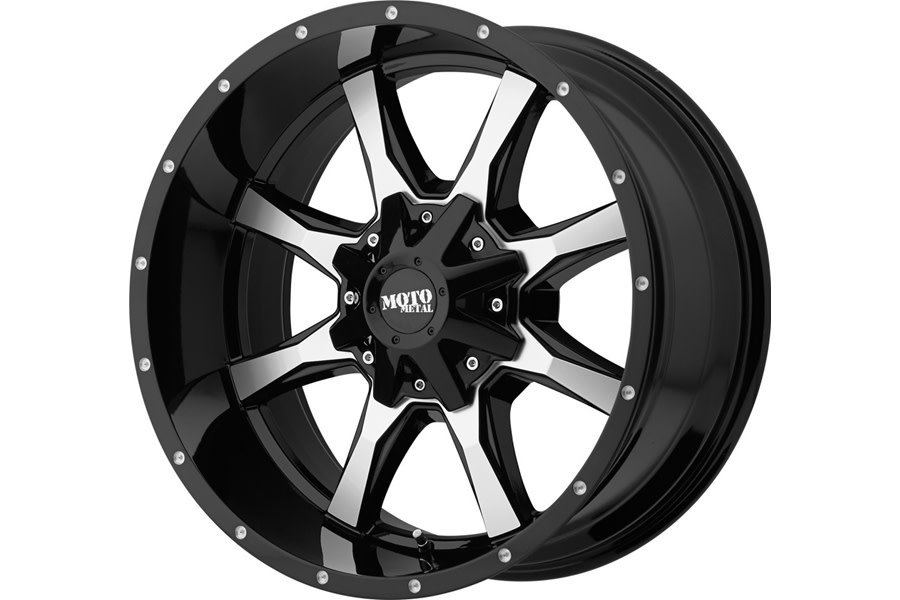Moto Metal Wheels MO970 Series Wheel, Gloss Black w/ Machined Face 17x8 5x5/5x5.5 - JT/JL/JK