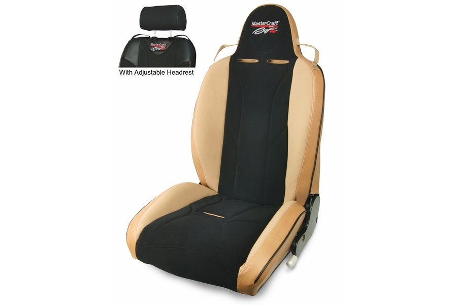 MasterCraft Baja RS Adj. Headrest Reclining Seat w/BRS Stitching - Tan/Black/Brown Haze