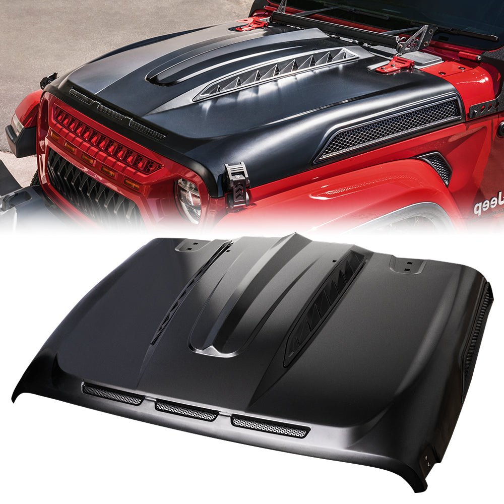 Unleash Series Hood with Functional Air Vents for 2018+ Jeep Wrangler JL and Gladiator JT