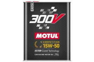 Motul 300V 15W/50 Competition Motor Oil, Full Synthetic, High Performance, 4-Stroke Ester Core, 2L