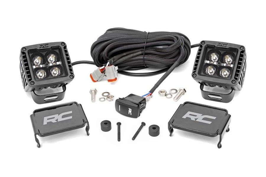 Rough Country 2-inch Black Series LED Cube Easy-Mount Kit - Amber DRL  - JT/JL
