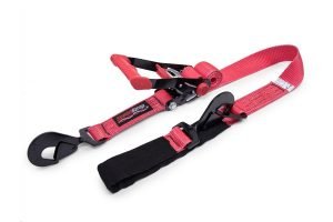SpeedStrap 2in x 8ft Rachet Tie Down w/ Twisted Snap Hooks and Axle Strap Combo, Red