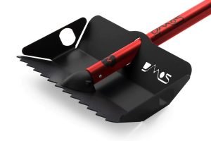 DMOS Stealth Shovel - Aluminum Anodized Blackout, Red Shafts