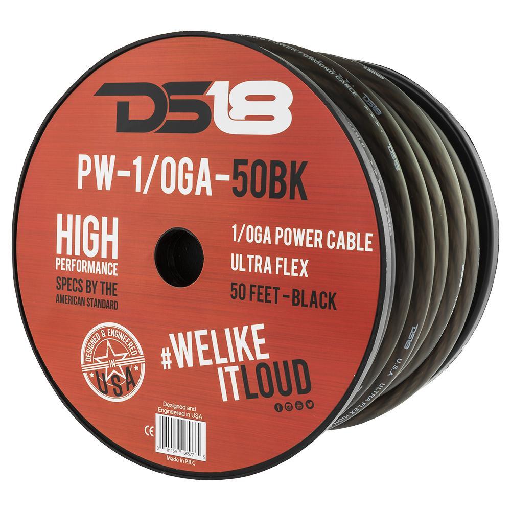 1/0-GA Ultra Flex CCA Ground Power Cable 50 Feet Black DS18