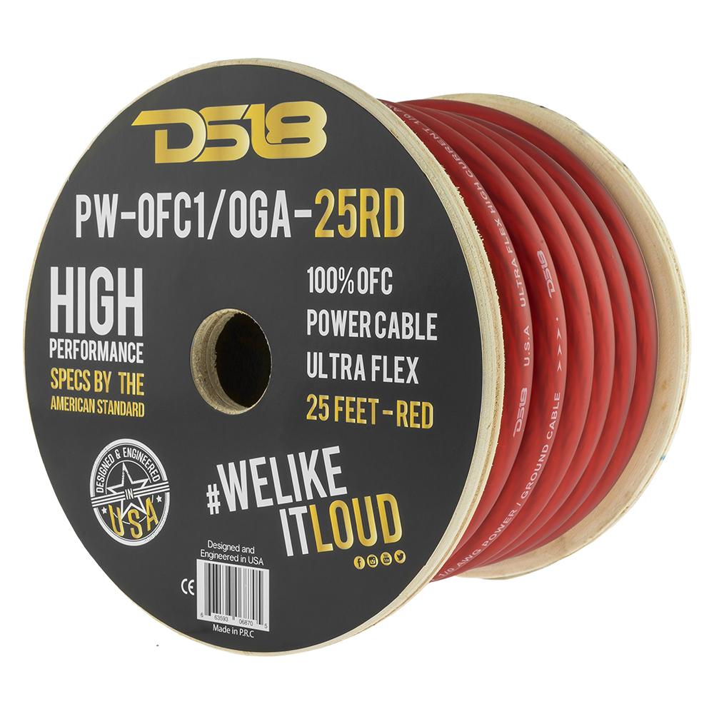 1/0-GA Ultra Flex 100 Percent OFC Ground Power Cable 25 Feet Red DS18